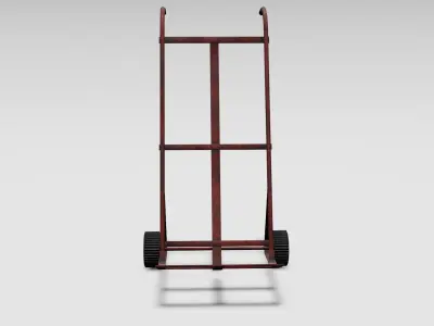 Red Rusted Hand Truck Low-poly 3D model