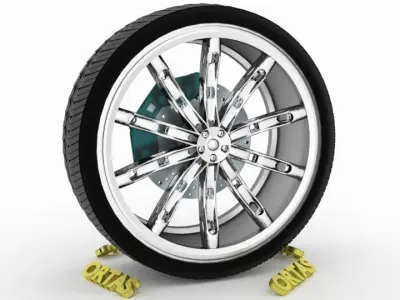 ORTAS CAR WHEEL RIM 130 GAME READY WHEEL RIM TIRE 3D model