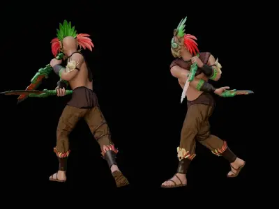 Jungle warrior Free low-poly 3D model
