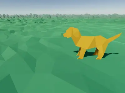 Origami Dog Low-poly 3D model