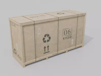 Extra Long and Tall Wooden Crate - Customizable Shipping Box Low-poly 3D model