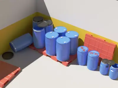 Industrial Plastic barrels Low-poly 3D model