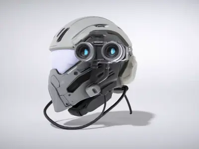 Futuristic Tactical Helmet with Night Vision Low-poly 3D model