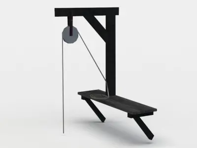 Hoist stool with wooden base Low-poly 3D model