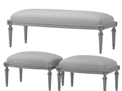 ebanista baladin bench and pouf 3D model
