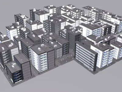 Buildings City building industrial park commercial housing 3D model V16