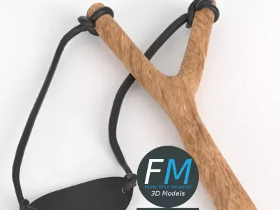 Slingshot 1 wooden stick 3D model