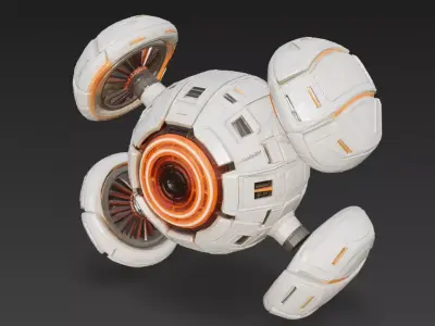 Spherical Recon Drone Low-poly 3D model