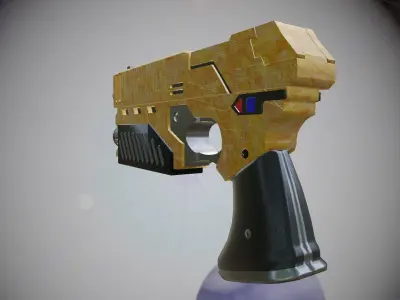 Space Pistol Yellow Low-poly 3D model