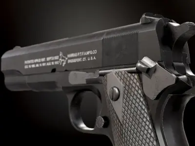 Colt 1911 Black and Chrome - Model and Textures Low-poly 3D model