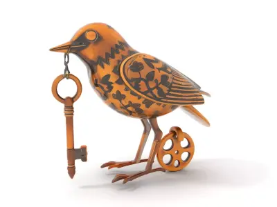 Steampunk Bird Sculpture model pack Low-poly 3D model