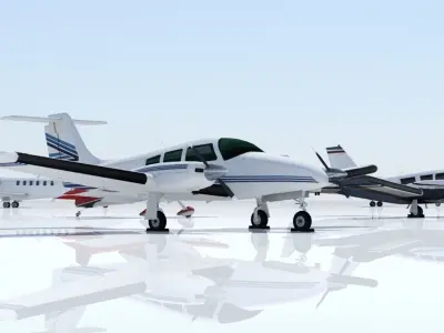 Piper PA-44 Seminole Low Poli Static Aircraft Low-poly 3D model