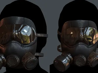 Gas mask helmet 3d model scifi Low-poly Low-poly 3D model Low-poly 3D model 19