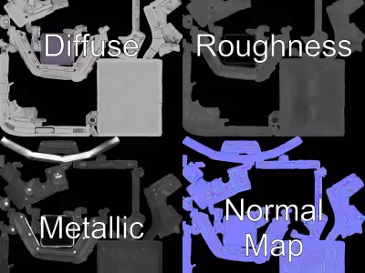 Futuristic Wall Interface model pack with Industrial Design Low-poly 3D model