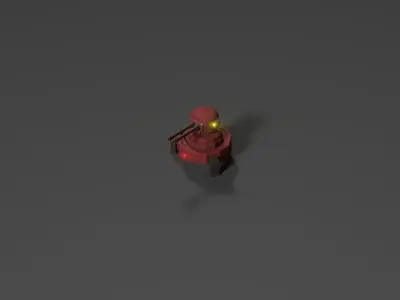 Three Gun Turrets Low-poly 3D model