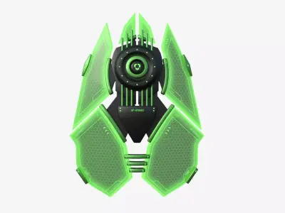 SciFi Shield A03 Black Green - Sci Fi Weapon Design Low-poly 3D model