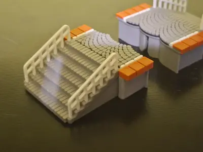 Double Edge Platform front stairs 1-87 FDM color 3D print model
