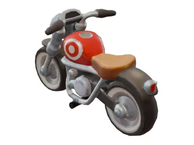 Stylized retro motorcycle 3D model