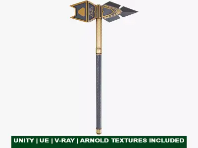 Battle Hammer 04 PBR Unity UE V-Ray Textures Included Low-poly 3D model
