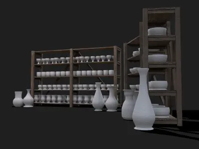 Pottery and Shelves Collection 3D Model Pack