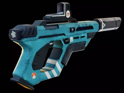 Stylized Sci-Fi Weapon Game Ready 3D Gun PBR  Low-poly 3D model