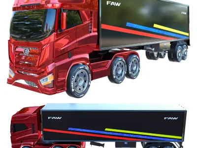 faw truck red 3D model