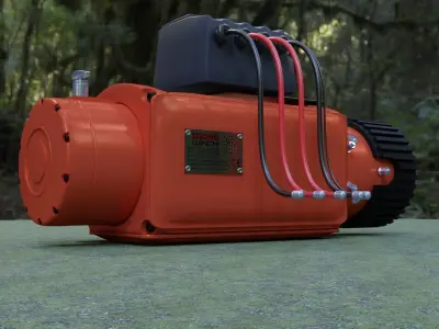 Winch 2 orange with rope 3D model