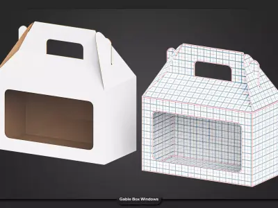 Packaging Box Set 3 Tier Display Giftbox Gable Tuck End Boxes Low-poly 3D model