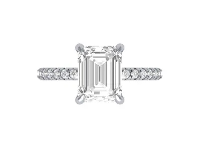  Emerald Solitaire Ring With Hidden Halo 3D print model buy