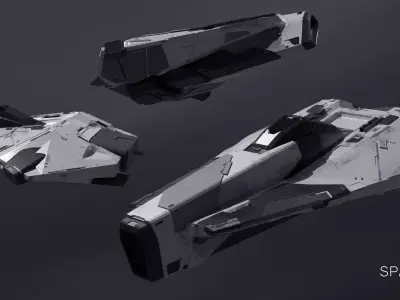 Spaceship three spaceships Low-poly 3D model