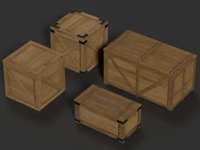 Wooden Crate Small Pack 3 PBR 4 Low-poly 3D model