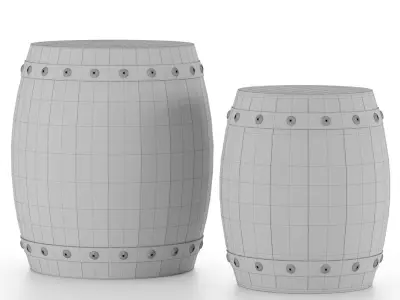 Hammered Drum 2 Piece Stool Set 3D model