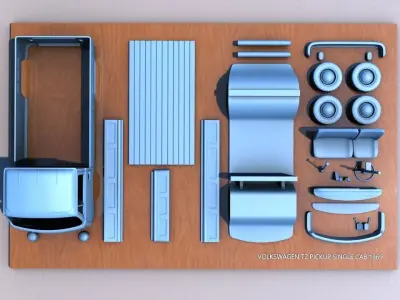 VOLKSWAGEN SINGLE CABINE TYPE 2 - 1969 3D print model