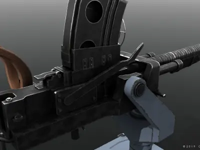 Type 96 - 25mm AT-AA Japanese single gun Low-poly 3D model