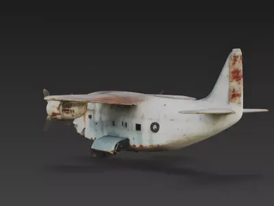 Realistic Abandoned Twin-Engine Cargo Plane 3D Model Low-poly 3D model