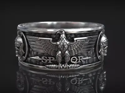 Skull Centurion Helmet SPQR Roman Legion Ring 3D print model