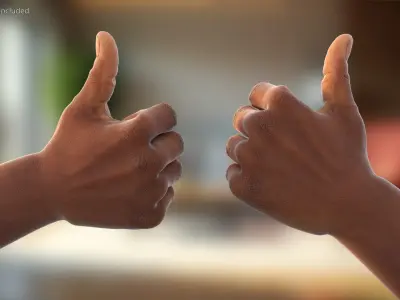 Black Male Arm Pair with Thumbs Up Gesture 3D model