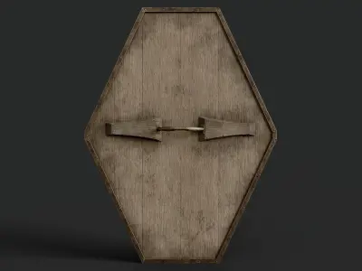Slavic diamond-shaped shield painted yellow with sun symbol Low-poly 3D model