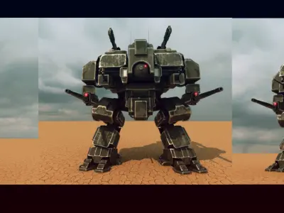 Heavy assault walker Mech Low-poly 3D model