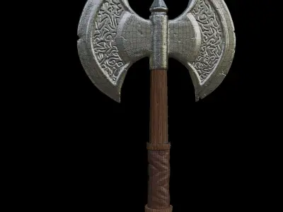 Axe silver PBR low-poly game raedy Free low-poly 3D model