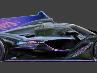 Black Stealth Formula Race Car 3D Model V01 Low-poly 3D model