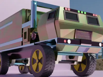 Rocket Launcher Truck Low Poly Low-poly 3D model