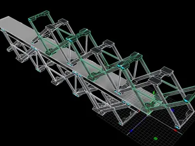 sci fi bridge foundation - Cyberpunk kit Low-poly 3D model