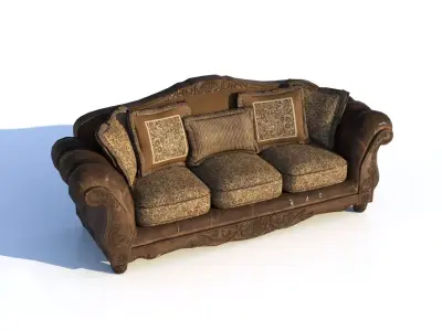 Antique Carved Sofa   High Poly 3D  Low-poly 3D model