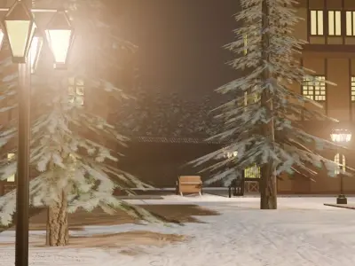 Snowy City Lights 3D model