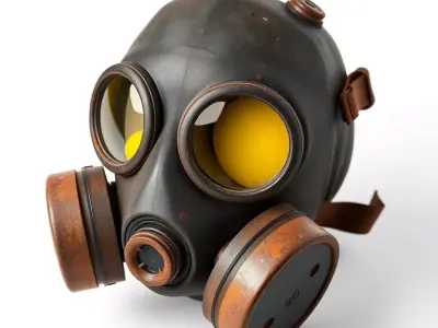 Weathered Gas Mask PBR Model Low-poly 3D model
