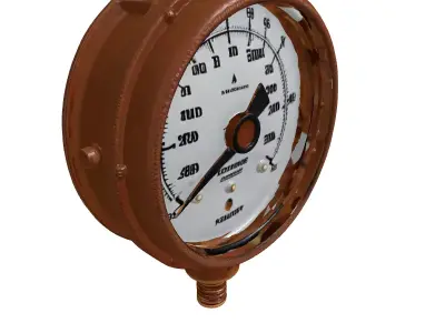 Rustic Industrial Pressure Gauge 3D model