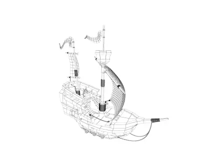 Cartoon Pirate Ship Low-poly 3D model