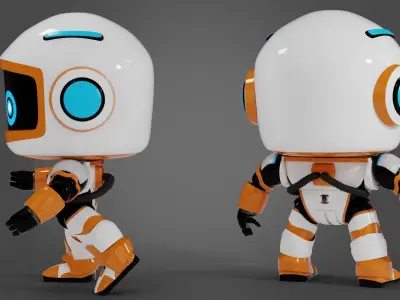 Robot in space Low-poly 3D model