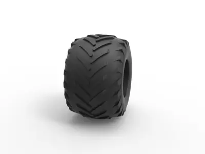Monster Jam tire 29 Scale 1 to 25 3D print model